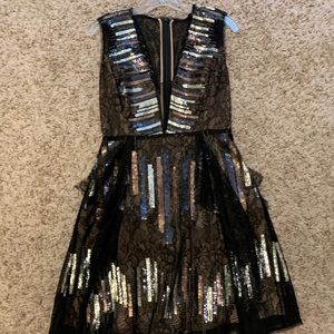 BCBG Black and Gold Lace and Sequined Dress (NWT)
